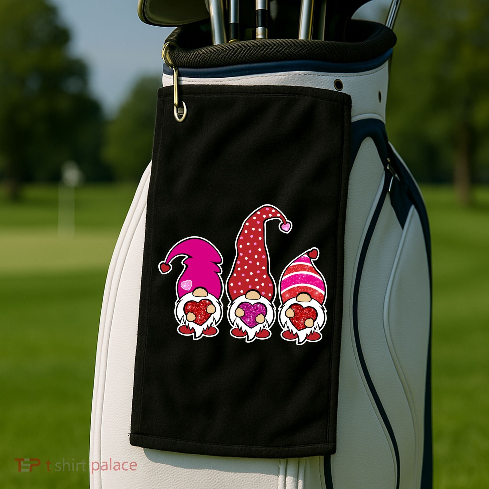 Cute Valentine's Day Gnomes Golf Towel
