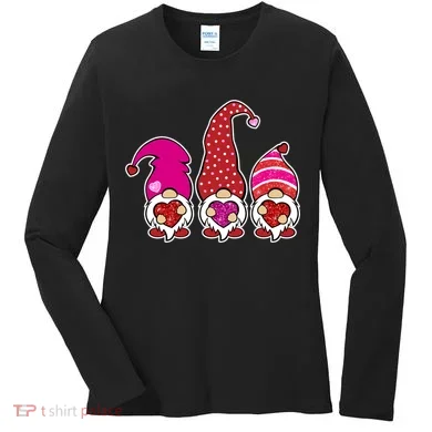 Cute Valentine's Day Gnomes Women's Long Sleeve Shirt
