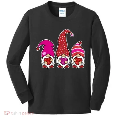 Cute Valentine's Day Gnomes Kids Long Sleeve Shirt