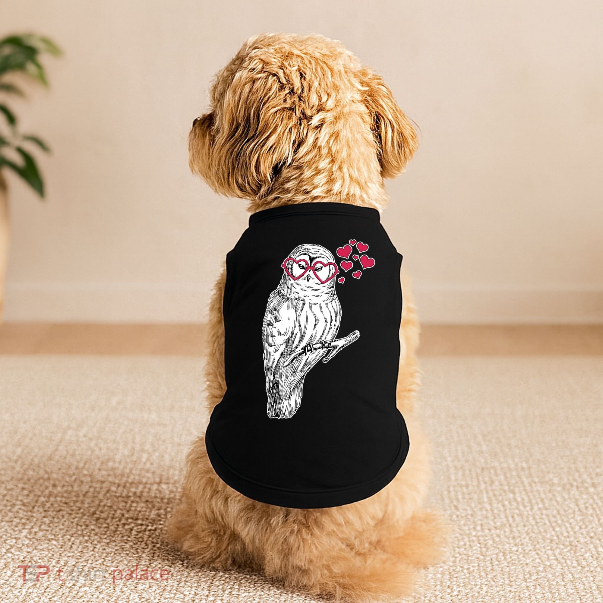 Cute Valentine's Day Heart Glasses Owl Love Doggie Tank