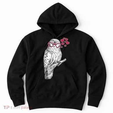 Cute Valentine's Day Heart Glasses Owl Love Hoodie