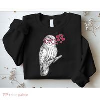 Cute Valentine's Day Heart Glasses Owl Love Sweatshirt thumb 2