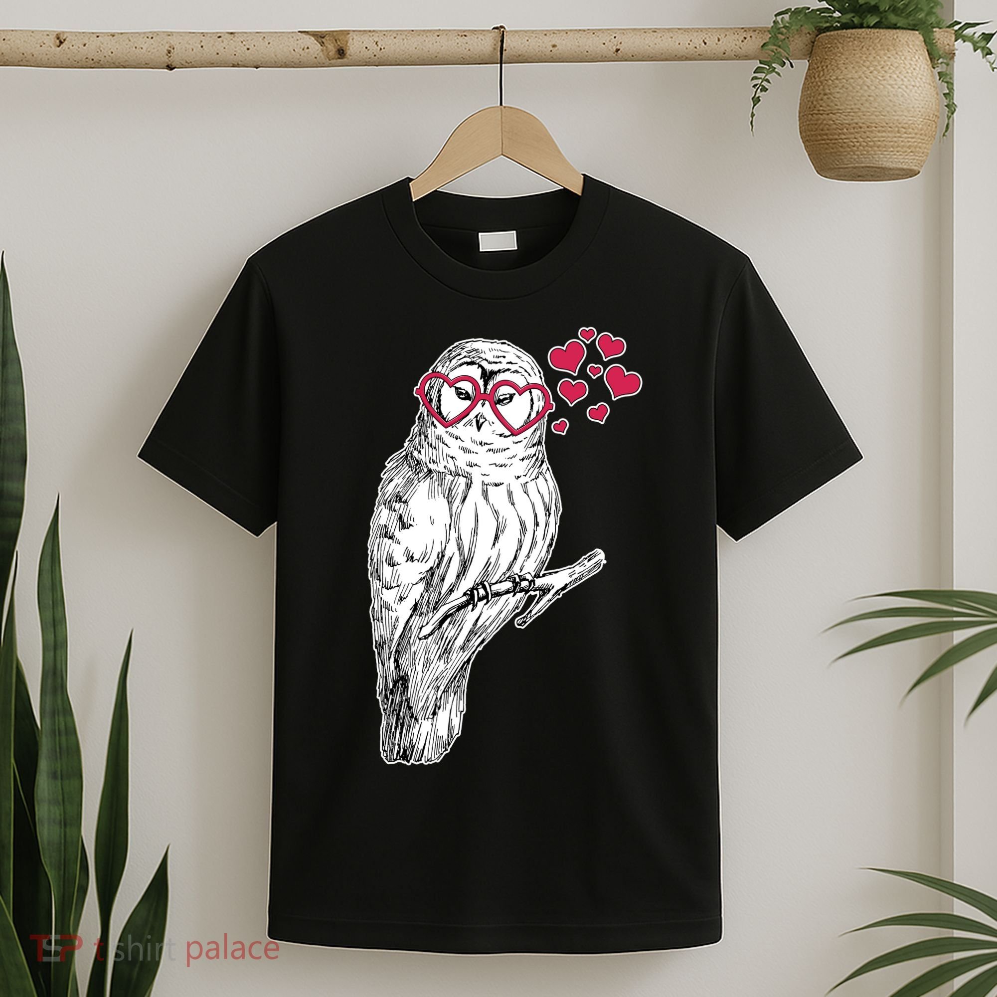 Cute Valentine's Day Heart Glasses Owl Love T-Shirt