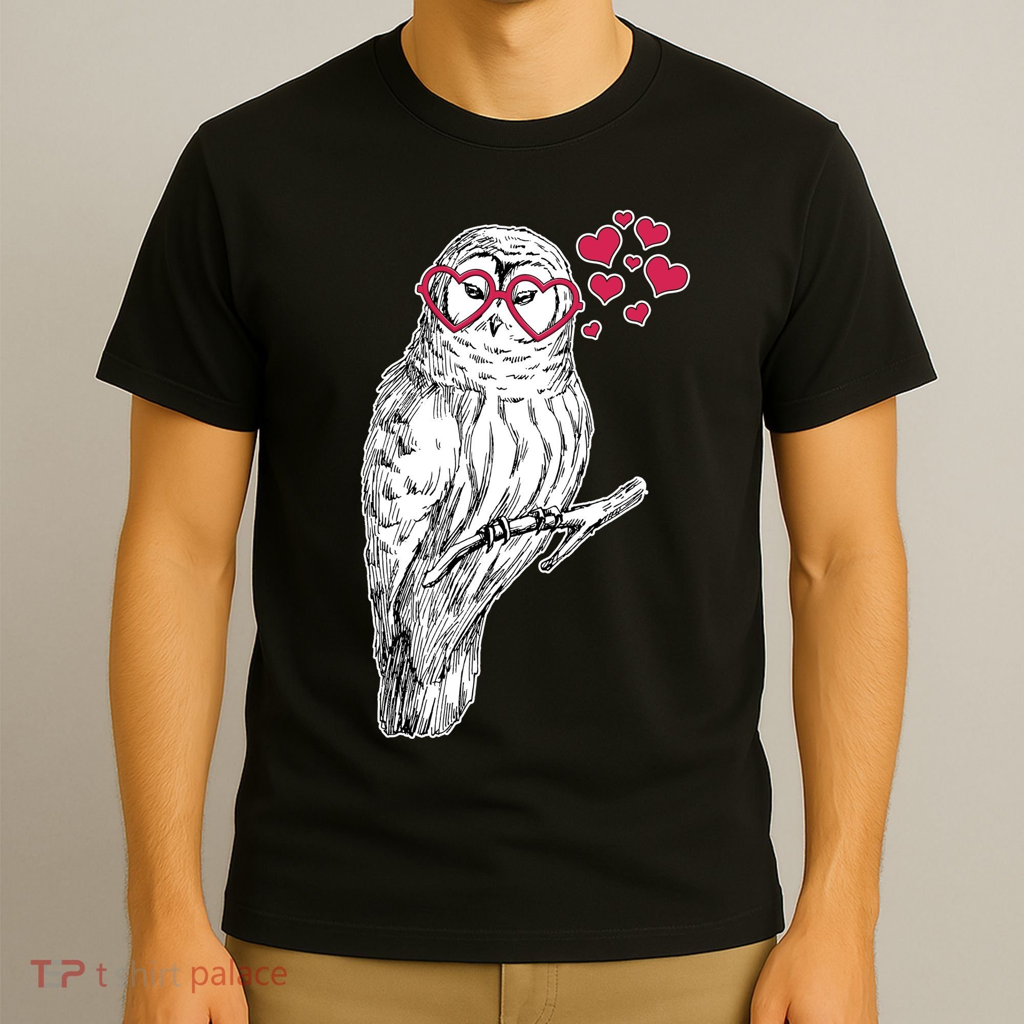 Cute Valentine's Day Heart Glasses Owl Love T-Shirt