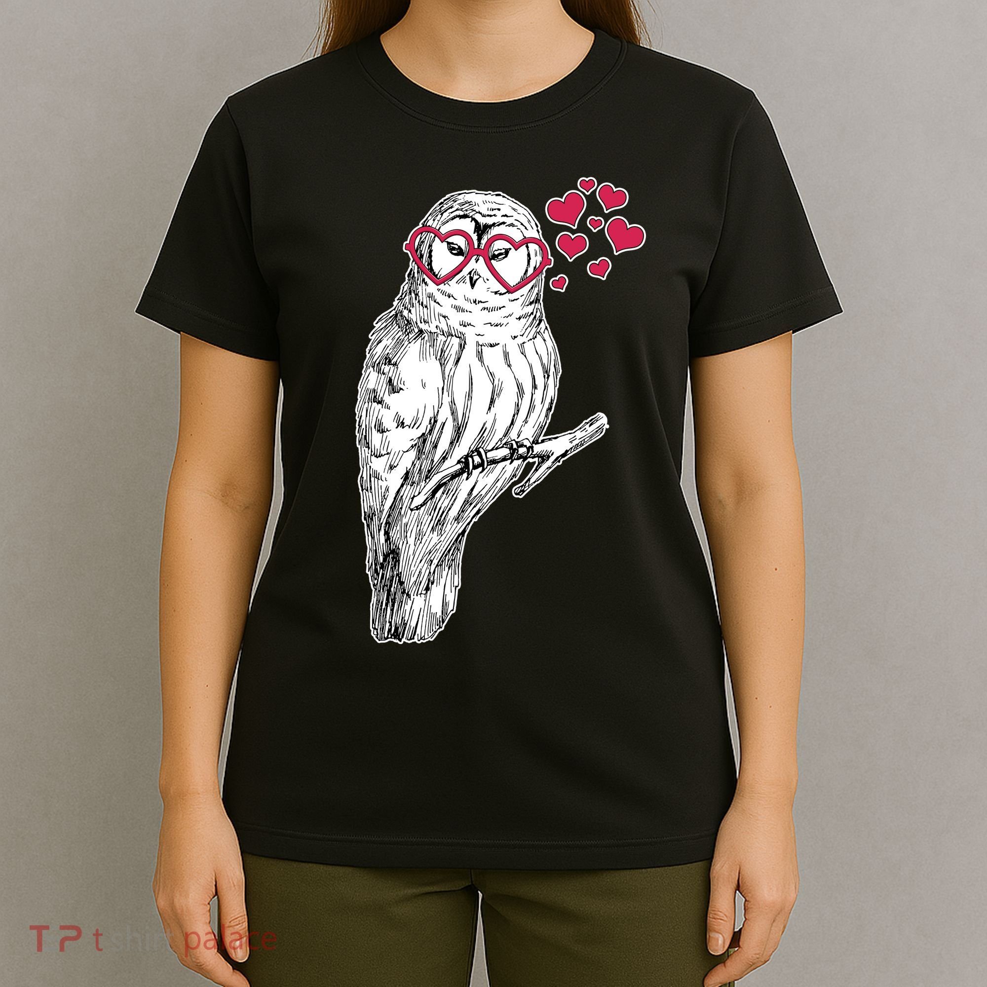Cute Valentine's Day Heart Glasses Owl Love T-Shirt