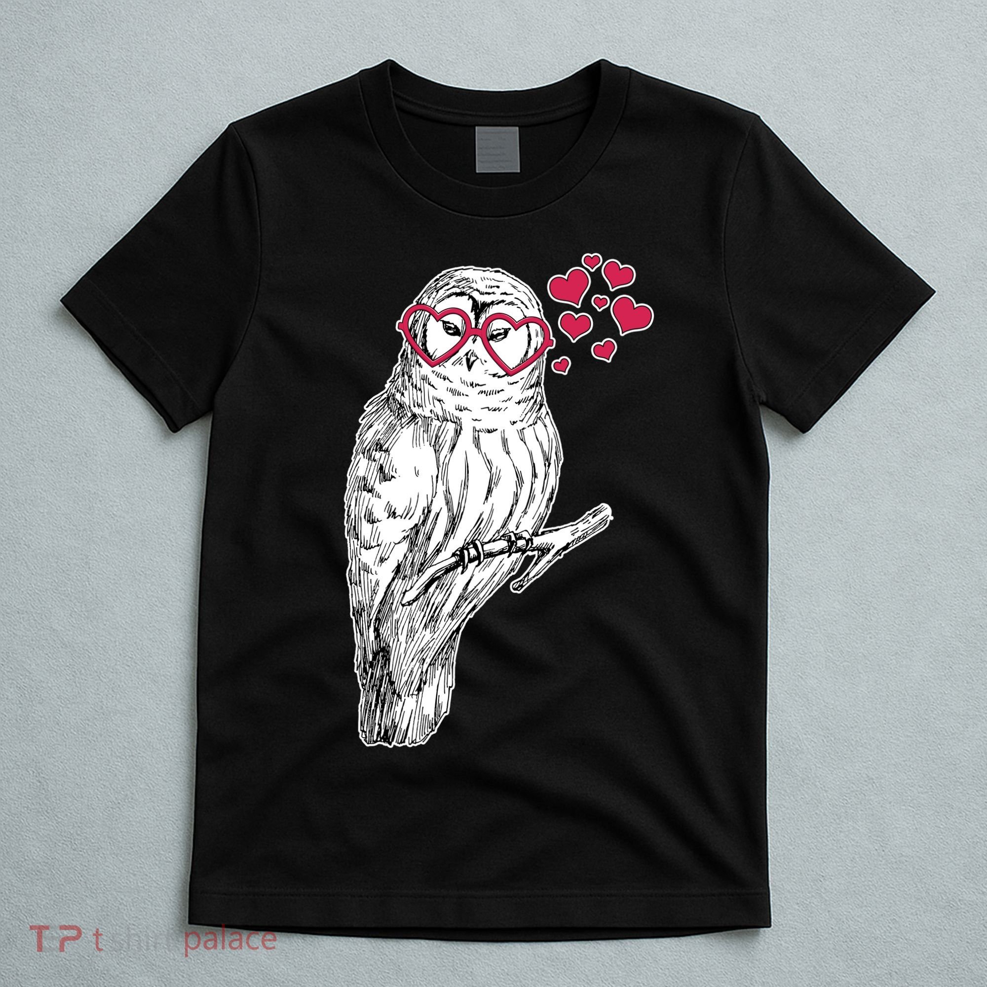 Cute Valentine's Day Heart Glasses Owl Love T-Shirt