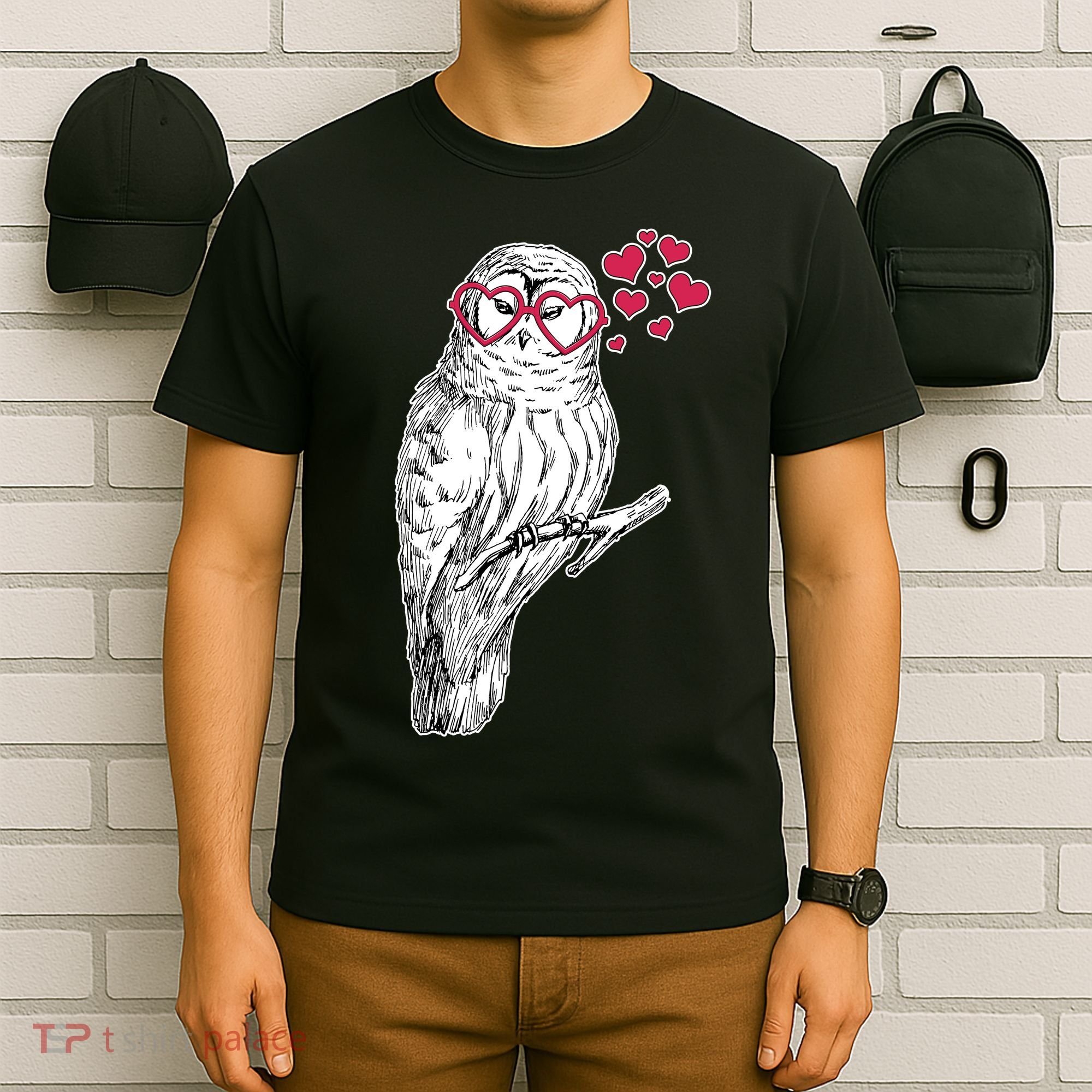 Cute Valentine's Day Heart Glasses Owl Love T-Shirt