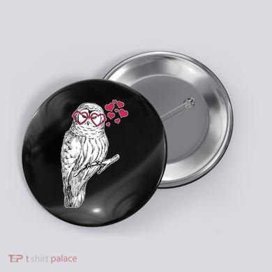 Cute Valentine's Day Heart Glasses Owl Love Button