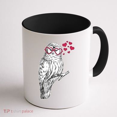 Cute Valentine's Day Heart Glasses Owl Love Coffee Mug back
