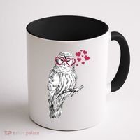 Cute Valentine's Day Heart Glasses Owl Love Coffee Mug thumb 1