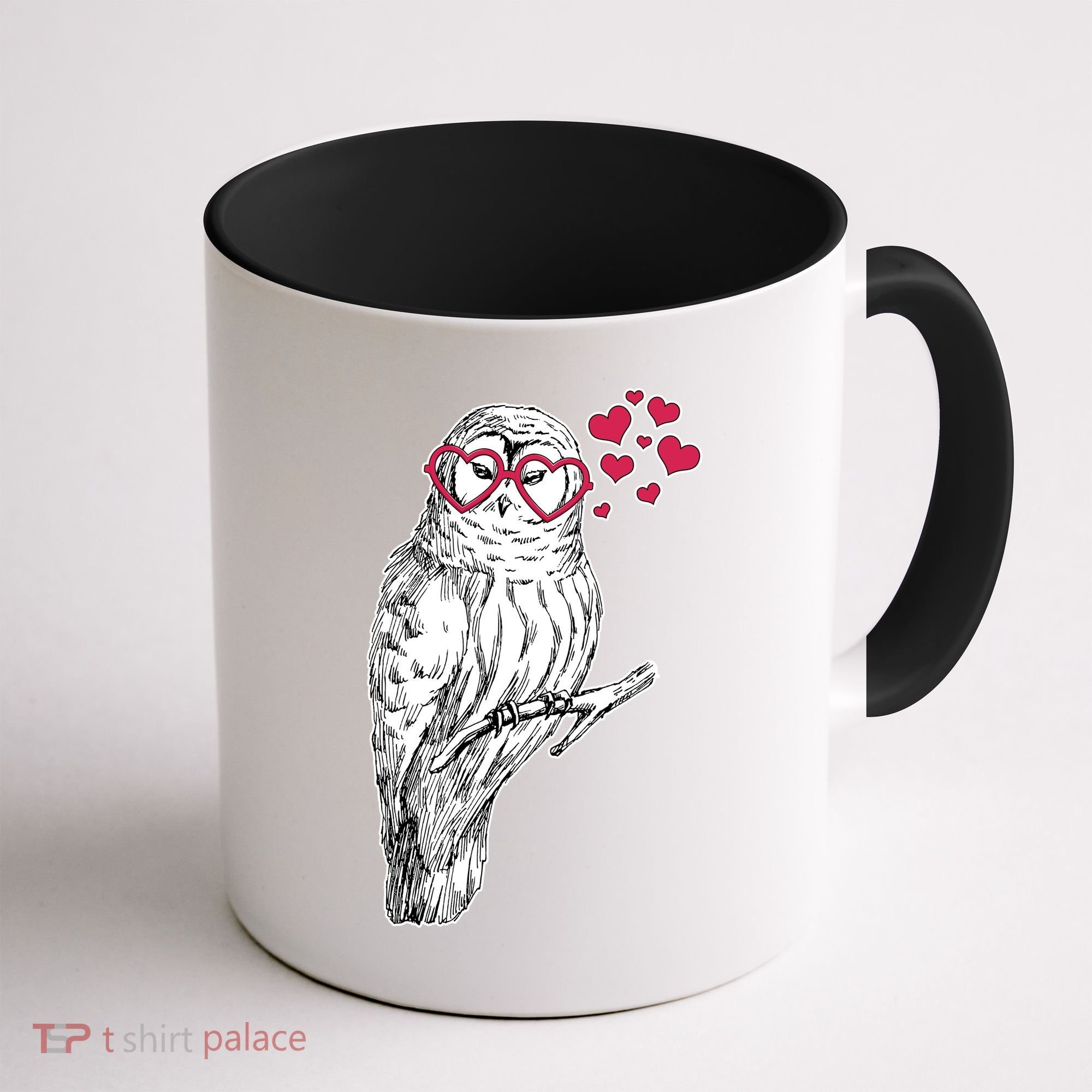 Cute Valentine's Day Heart Glasses Owl Love Coffee Mug