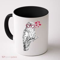 Cute Valentine's Day Heart Glasses Owl Love Coffee Mug thumb 0