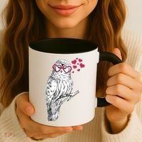 Cute Valentine's Day Heart Glasses Owl Love Coffee Mug thumb 3
