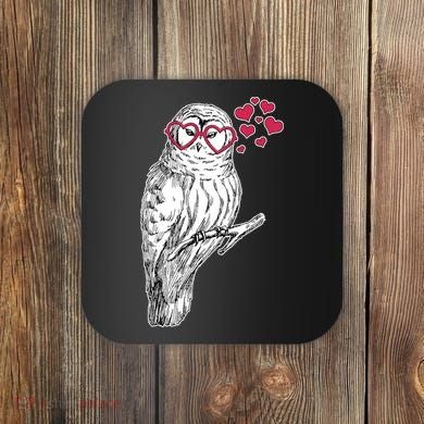 Cute Valentine's Day Heart Glasses Owl Love Coaster