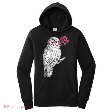 Cute Valentine's Day Heart Glasses Owl Love Women's Hoodie