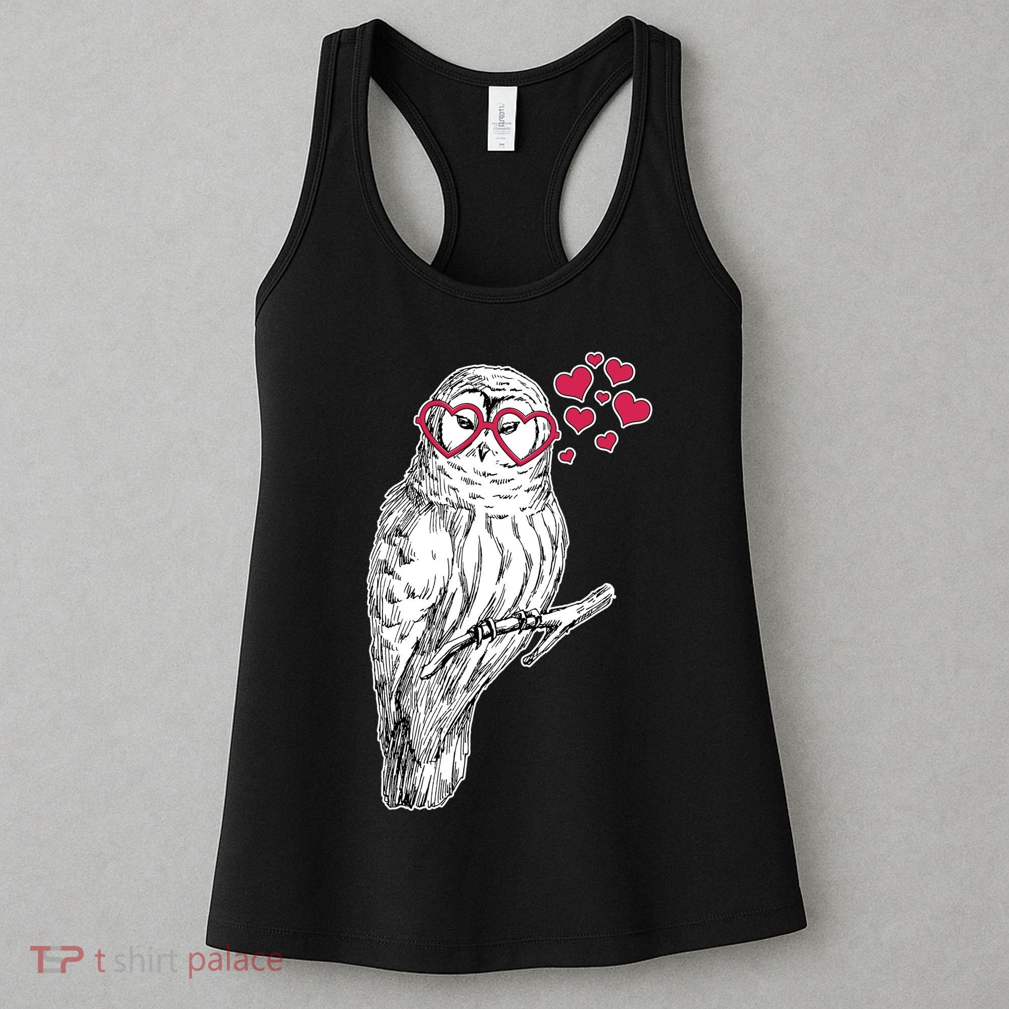Cute Valentine's Day Heart Glasses Owl Love Women's Tank Top