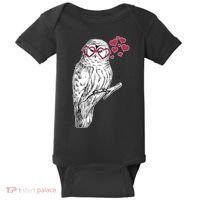 Cute Valentine's Day Heart Glasses Owl Love Baby Bodysuit thumb 0