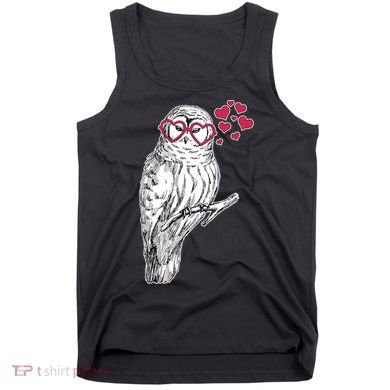Cute Valentine's Day Heart Glasses Owl Love Tank Top