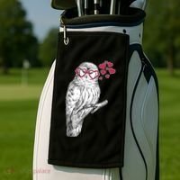 Cute Valentine's Day Heart Glasses Owl Love Golf Towel thumb 2