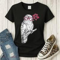 Cute Valentine's Day Heart Glasses Owl Love Women's T-Shirt thumb 3