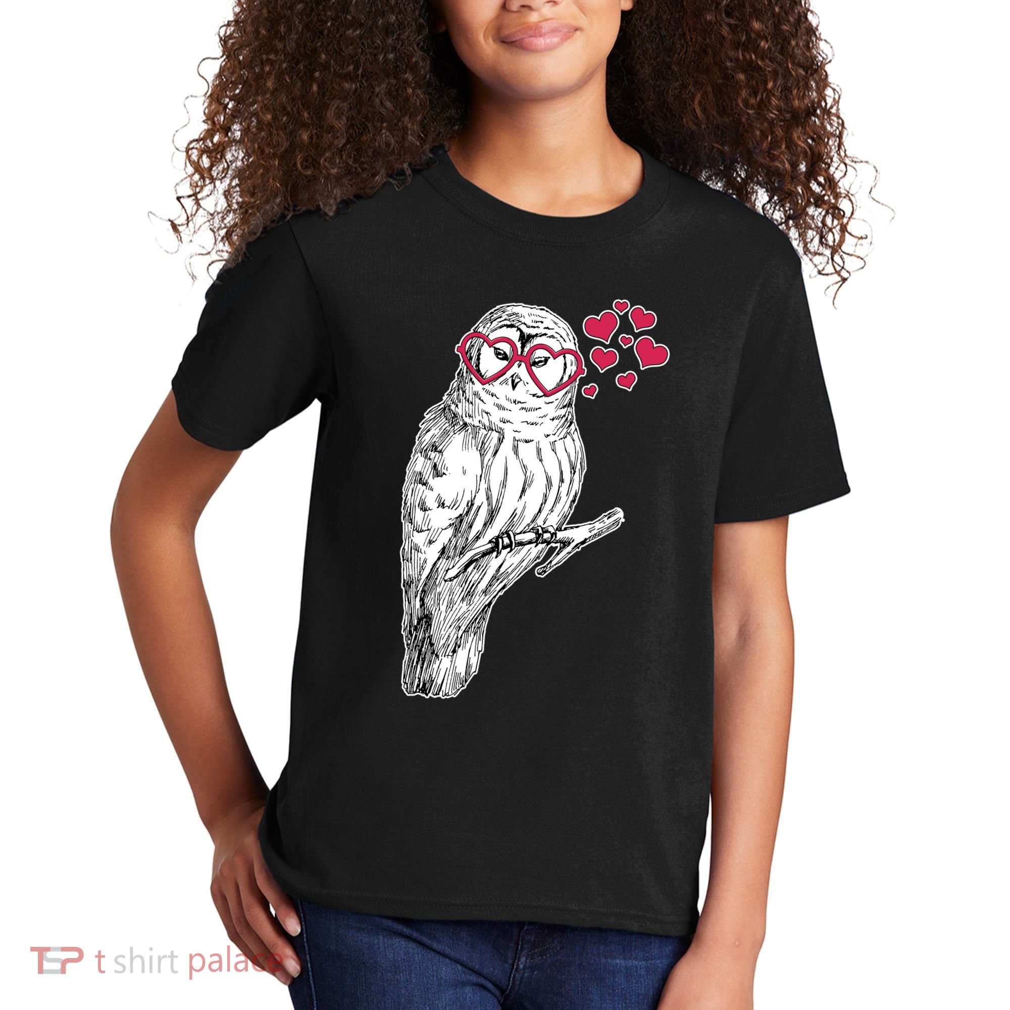 Cute Valentine's Day Heart Glasses Owl Love Kids T-Shirt