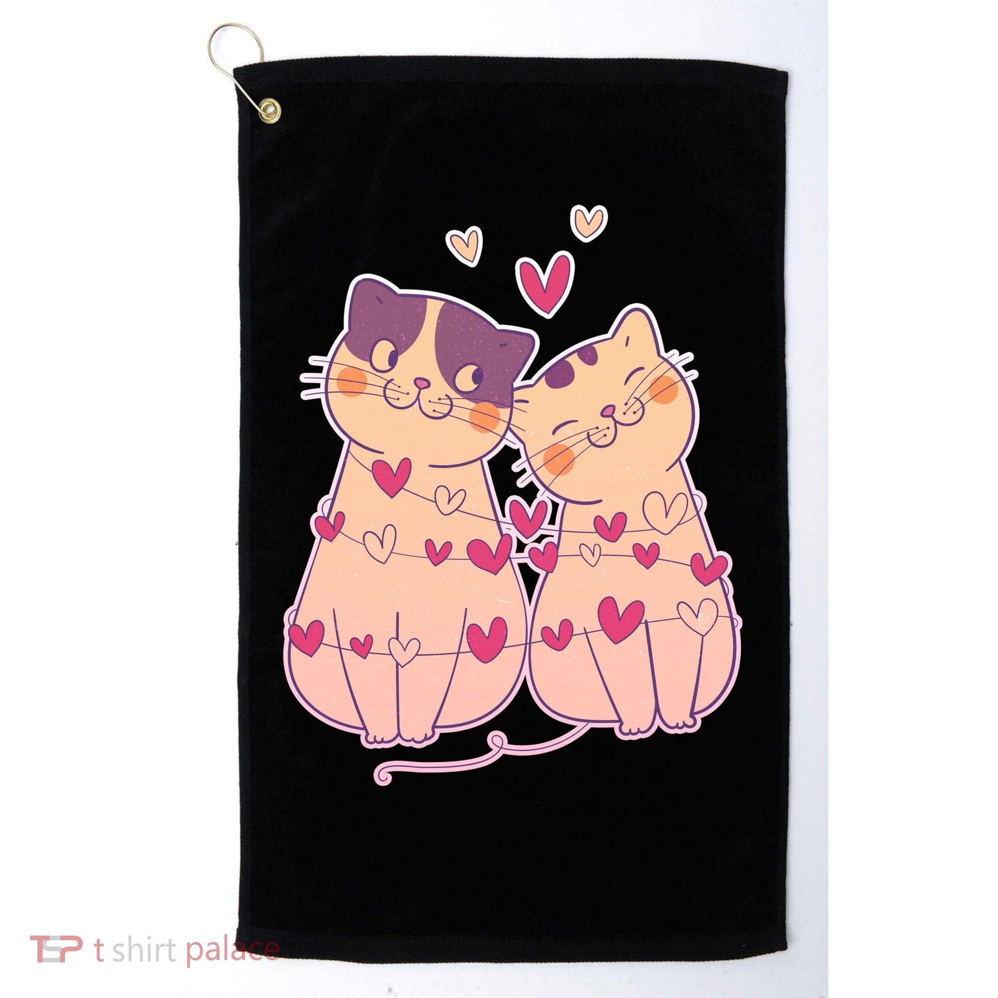 Cute Valentine's Day Kitties Golf Towel
