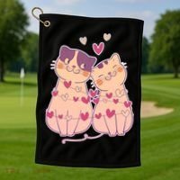 Cute Valentine's Day Kitties Golf Towel thumb 1
