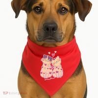 Cute Valentine's Day Kitties USA-Made Doggie Bandana thumb 1