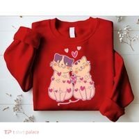 Cute Valentine's Day Kitties Sweatshirt thumb 2