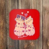 Cute Valentine's Day Kitties Coaster thumb 0
