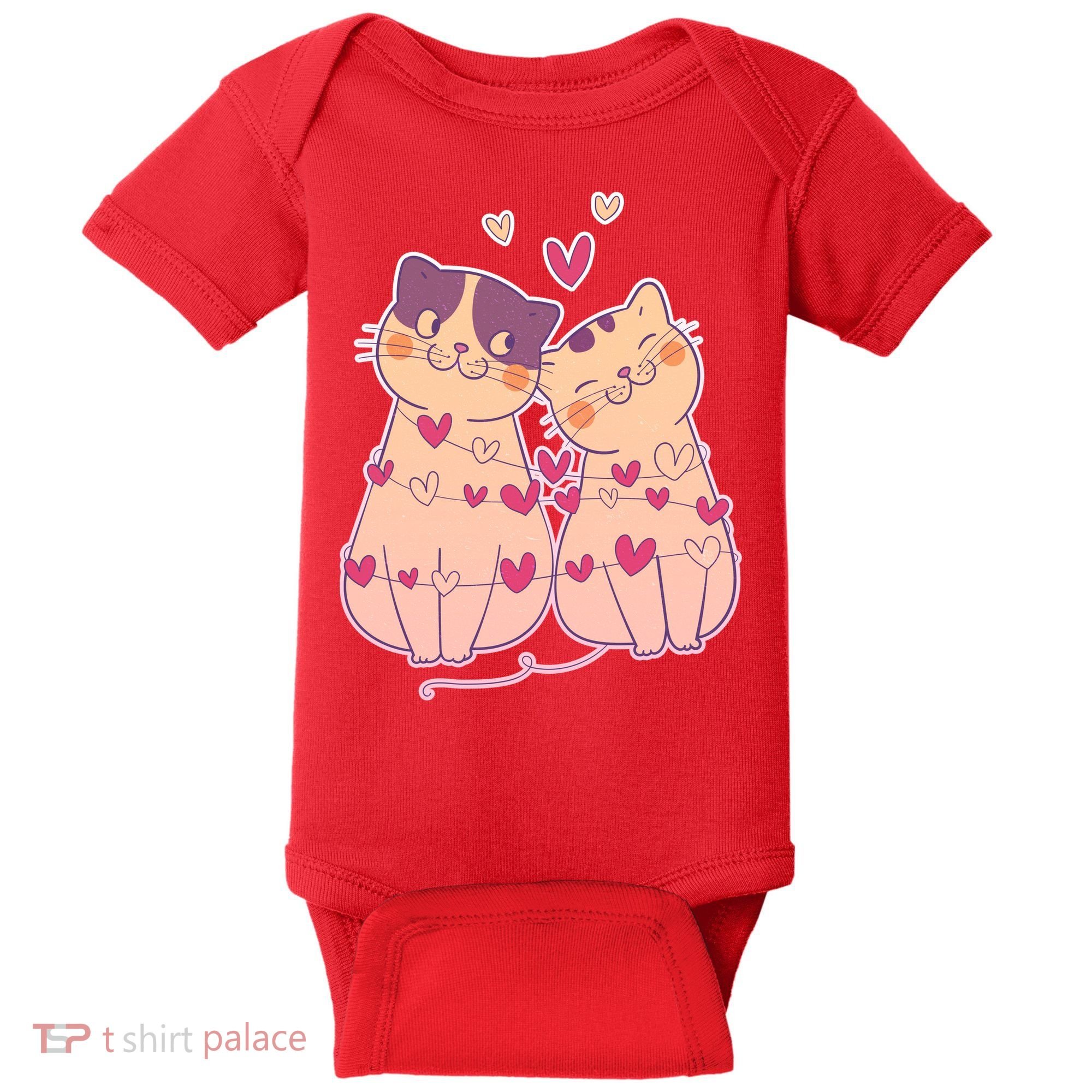 Cute Valentine's Day Kitties Baby Bodysuit