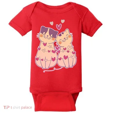 Cute Valentine's Day Kitties Baby Bodysuit