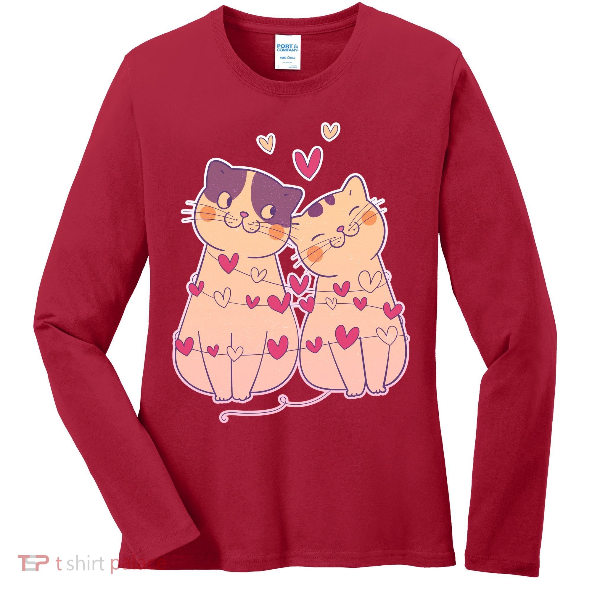 Cute Valentine's Day Kitties Women's Long Sleeve Shirt