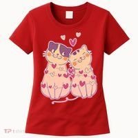 Cute Valentine's Day Kitties Women's T-Shirt thumb 0