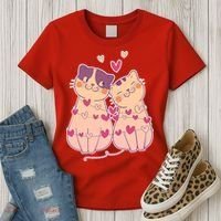 Cute Valentine's Day Kitties Women's T-Shirt thumb 3