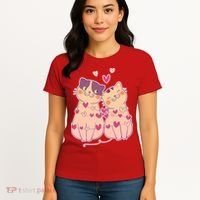 Cute Valentine's Day Kitties Women's T-Shirt thumb 4
