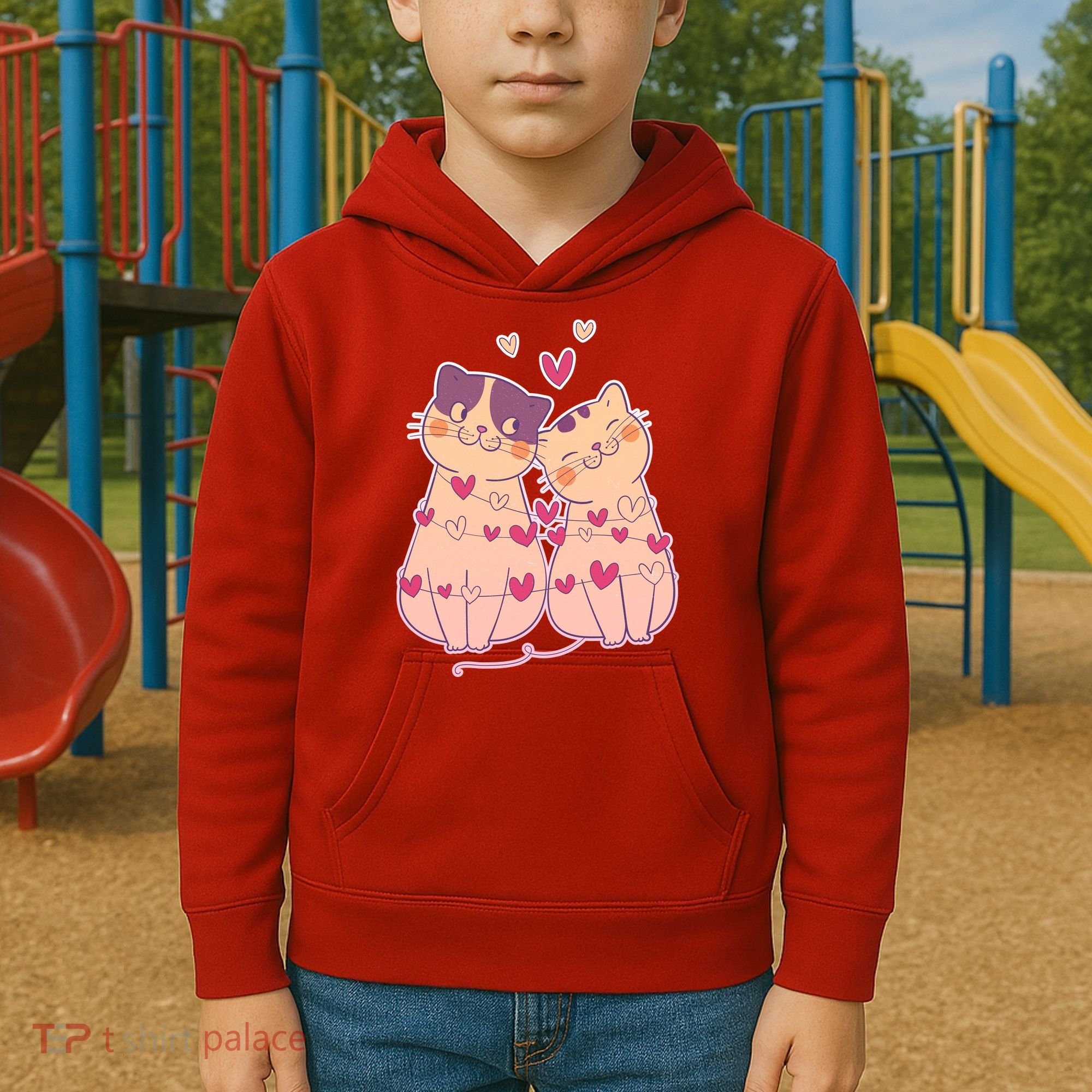 Cute Valentine's Day Kitties Kids Hoodie