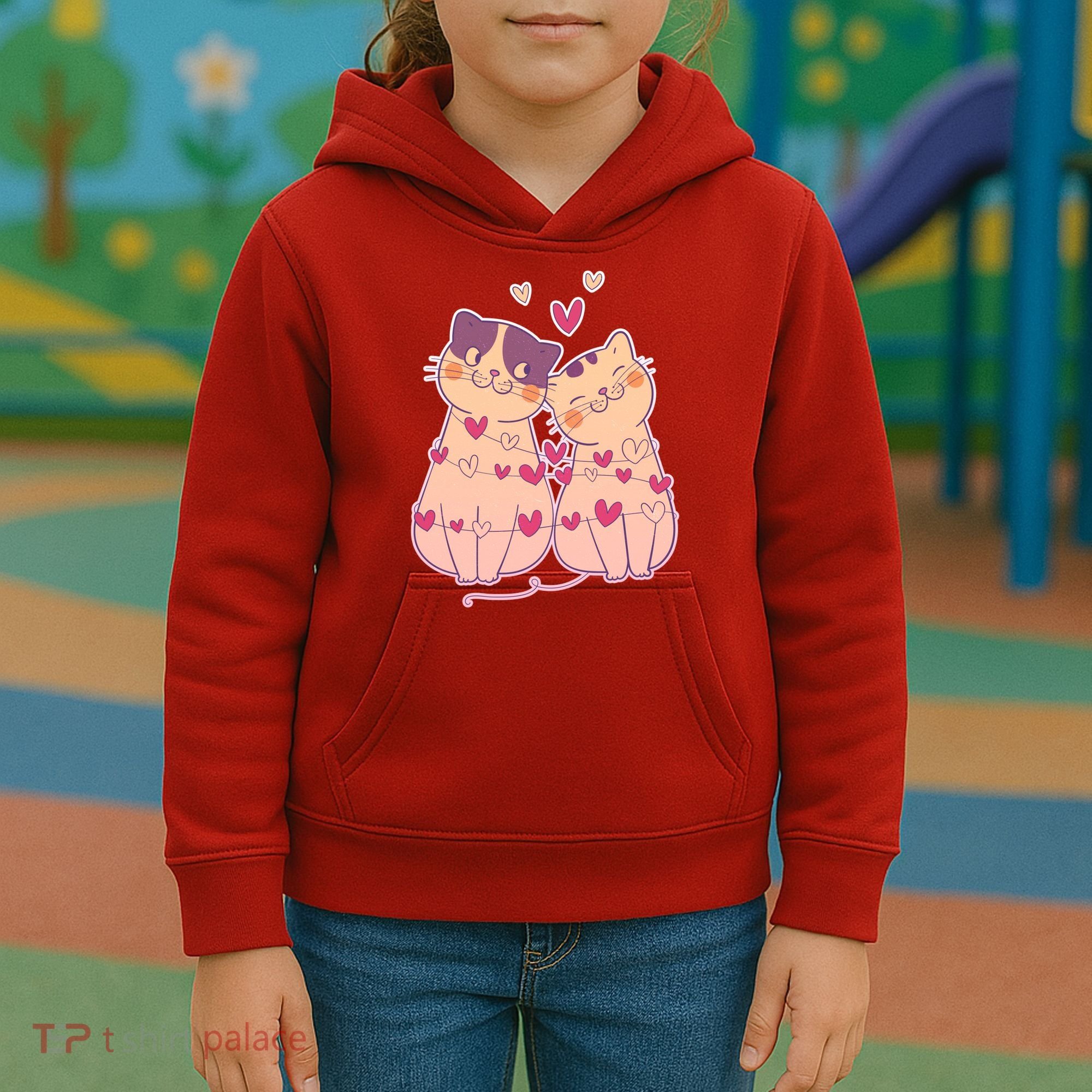 Cute Valentine's Day Kitties Kids Hoodie