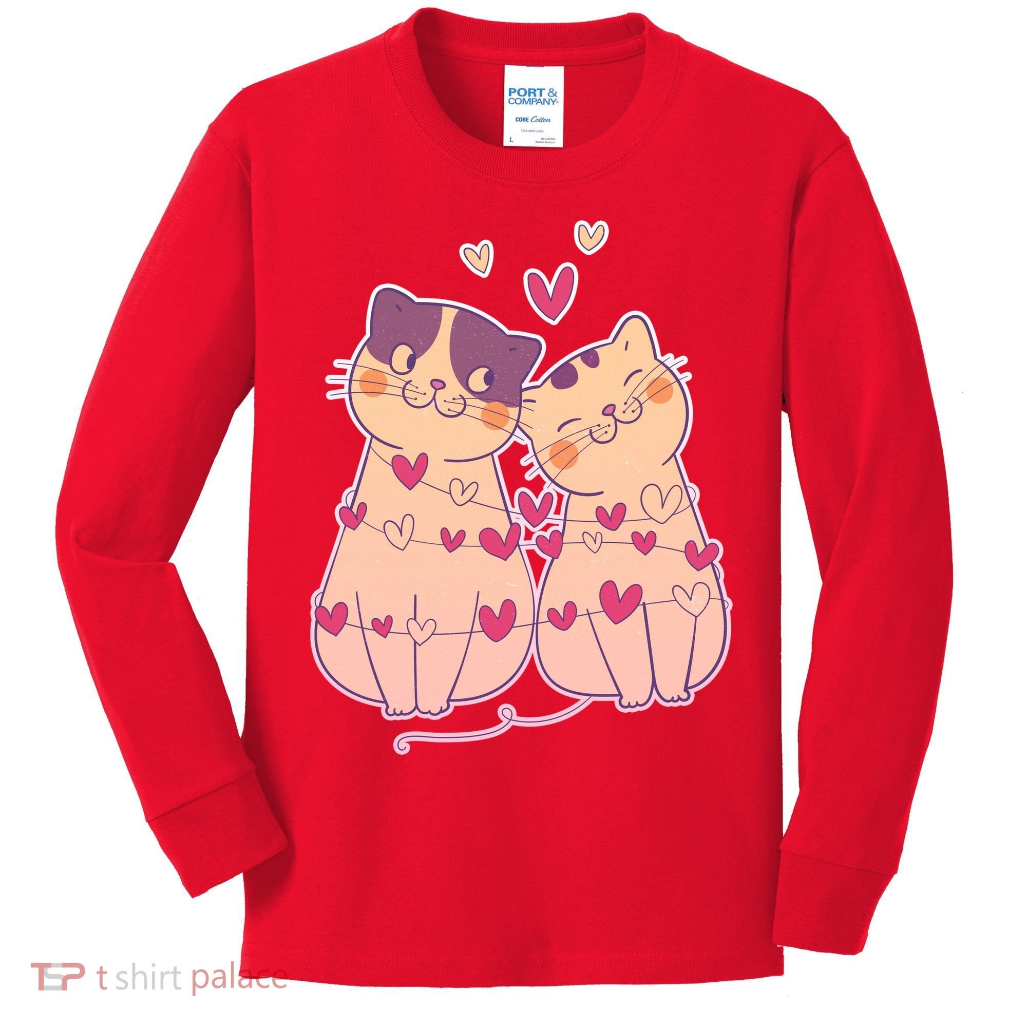 Cute Valentine's Day Kitties Kids Long Sleeve Shirt
