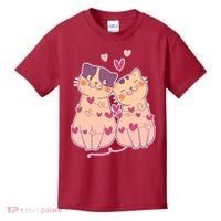 Cute Valentine's Day Kitties Kids T-Shirt thumb 0