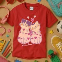Cute Valentine's Day Kitties Kids T-Shirt thumb 3