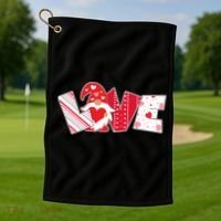 Cute Valentine's Day Love Gnome Golf Towel thumb 1