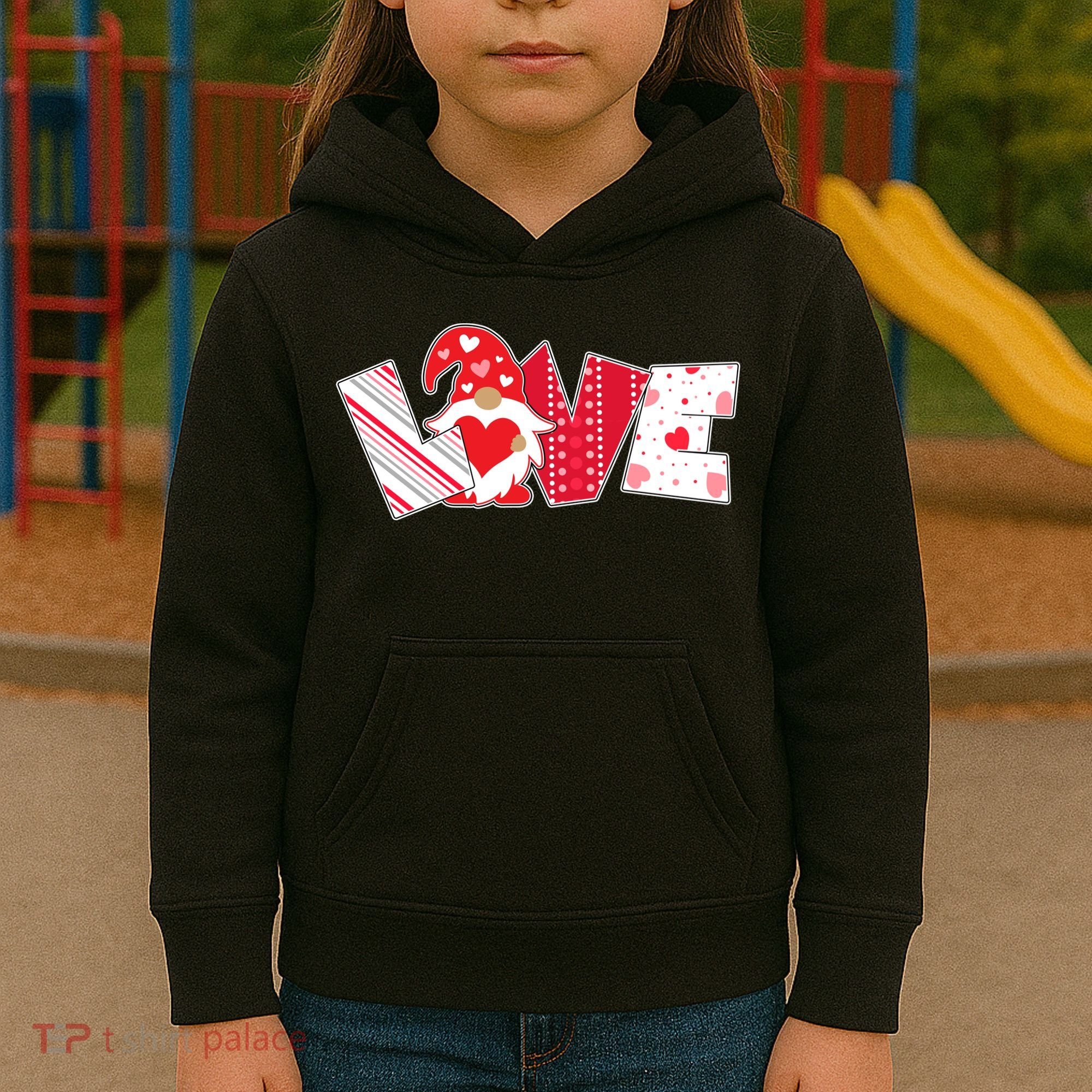 Cute Valentine's Day Love Gnome Kids Hoodie