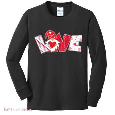 Cute Valentine's Day Love Gnome Kids Long Sleeve Shirt