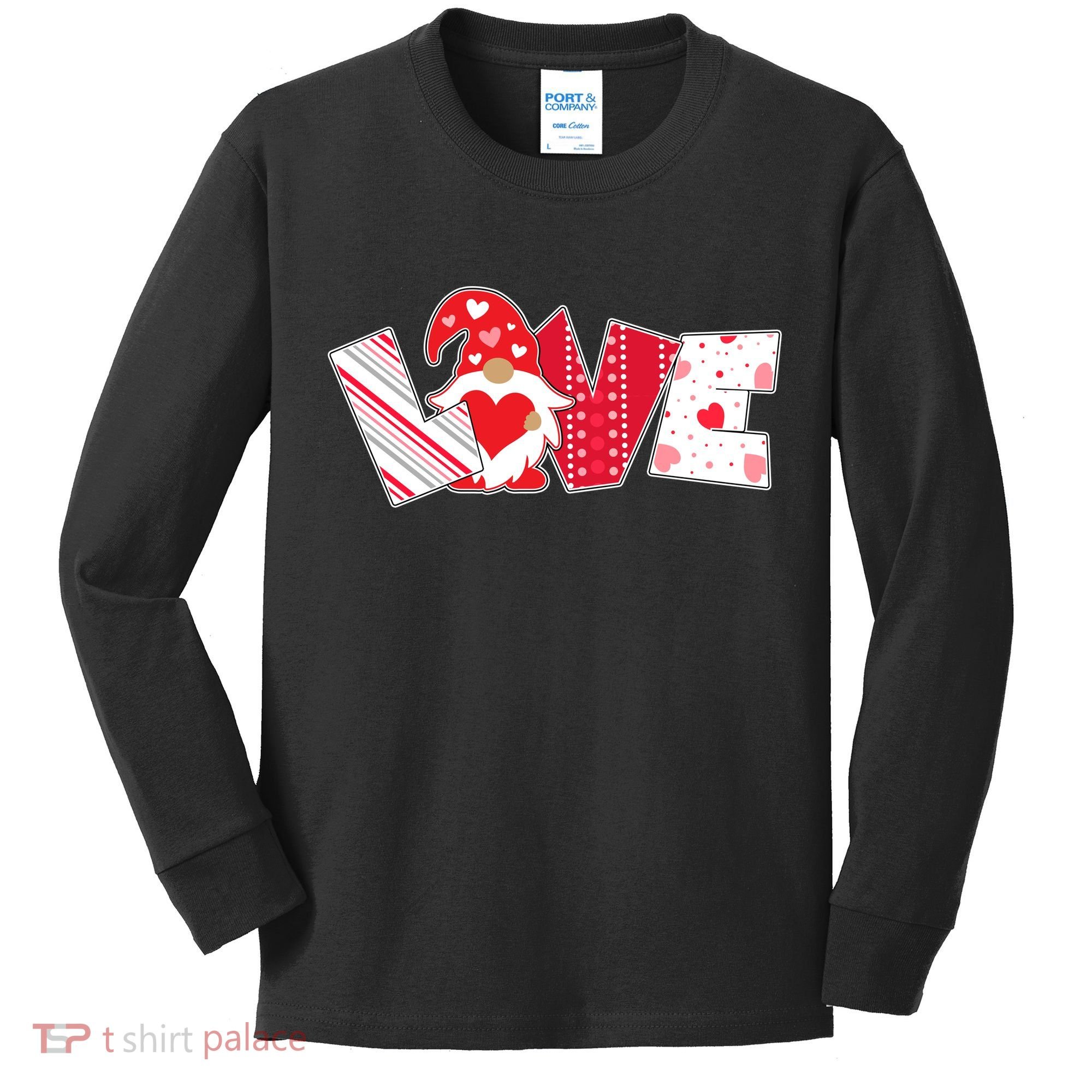 Cute Valentine's Day Love Gnome Kids Long Sleeve Shirt
