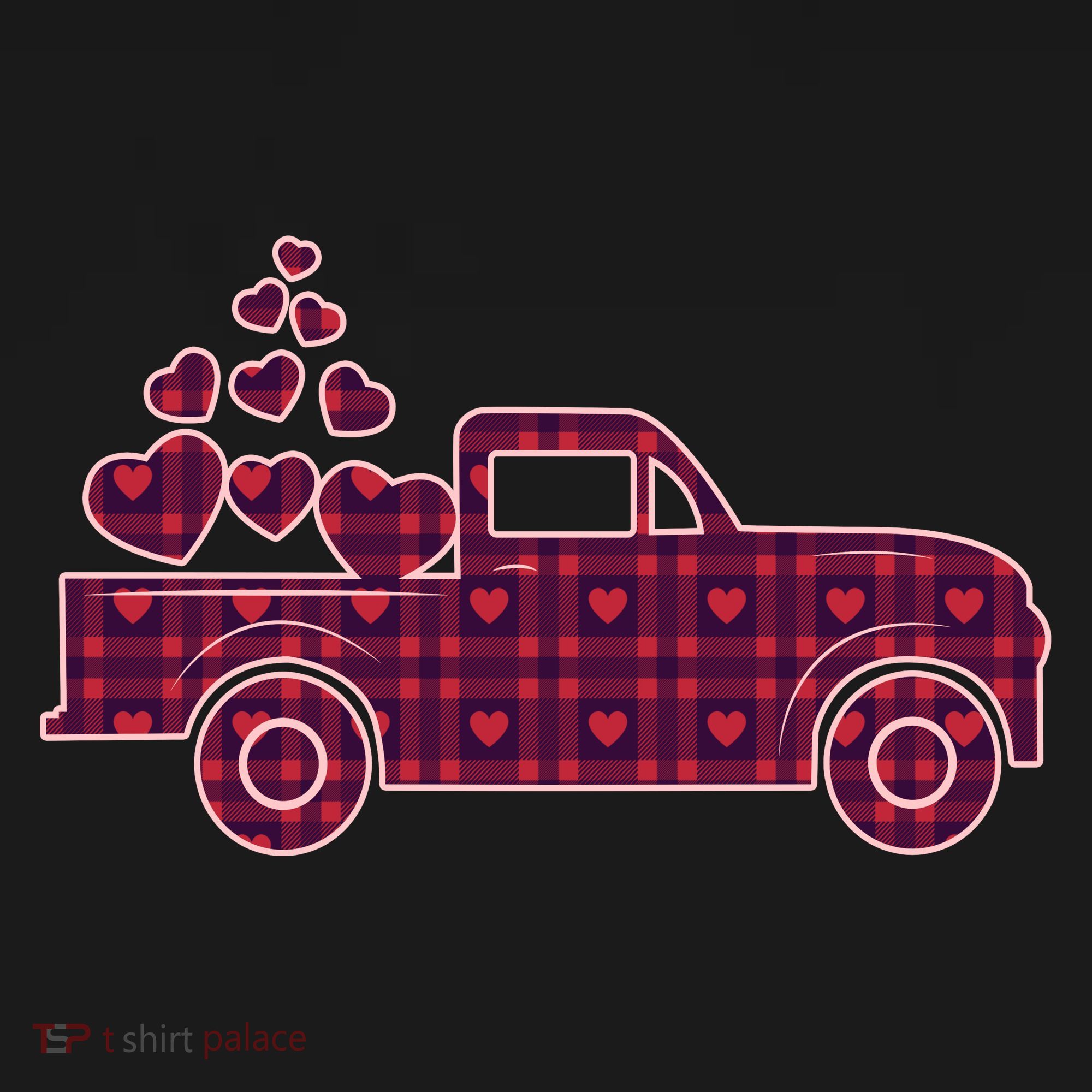 Cute Valentine's Day Plaid Pickup Truck With Hearts Sweatshirt