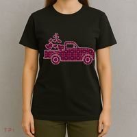 Cute Valentine's Day Plaid Pickup Truck With Hearts T-Shirt thumb 4