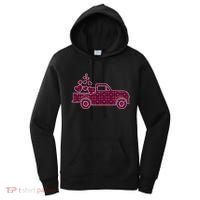 Cute Valentine's Day Plaid Pickup Truck With Hearts Women's Hoodie thumb 0