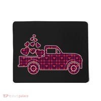 Cute Valentine's Day Plaid Pickup Truck With Hearts Mousepad thumb 0