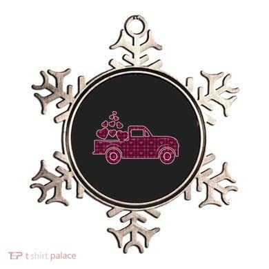 Cute Valentine's Day Plaid Pickup Truck With Hearts Ornament
